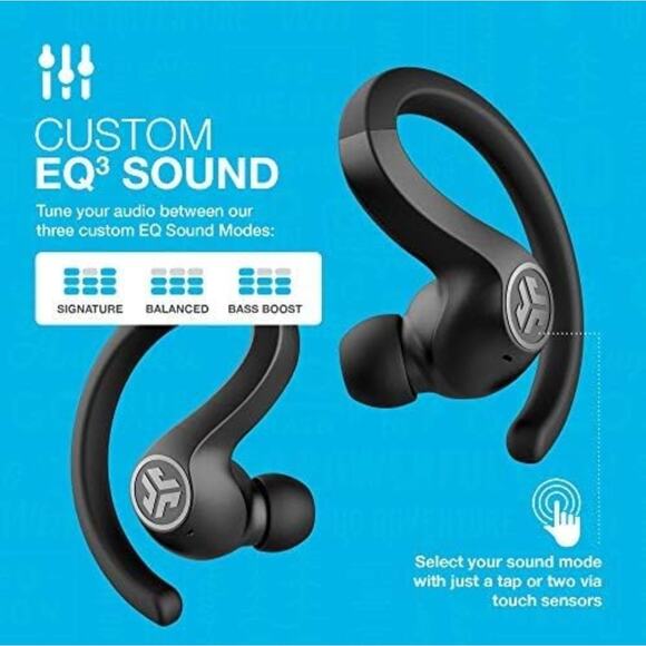 JLab JBuds Air Sport True Wireless Bluetooth Earbuds + Charging Case, Black - Picture 3 of 5